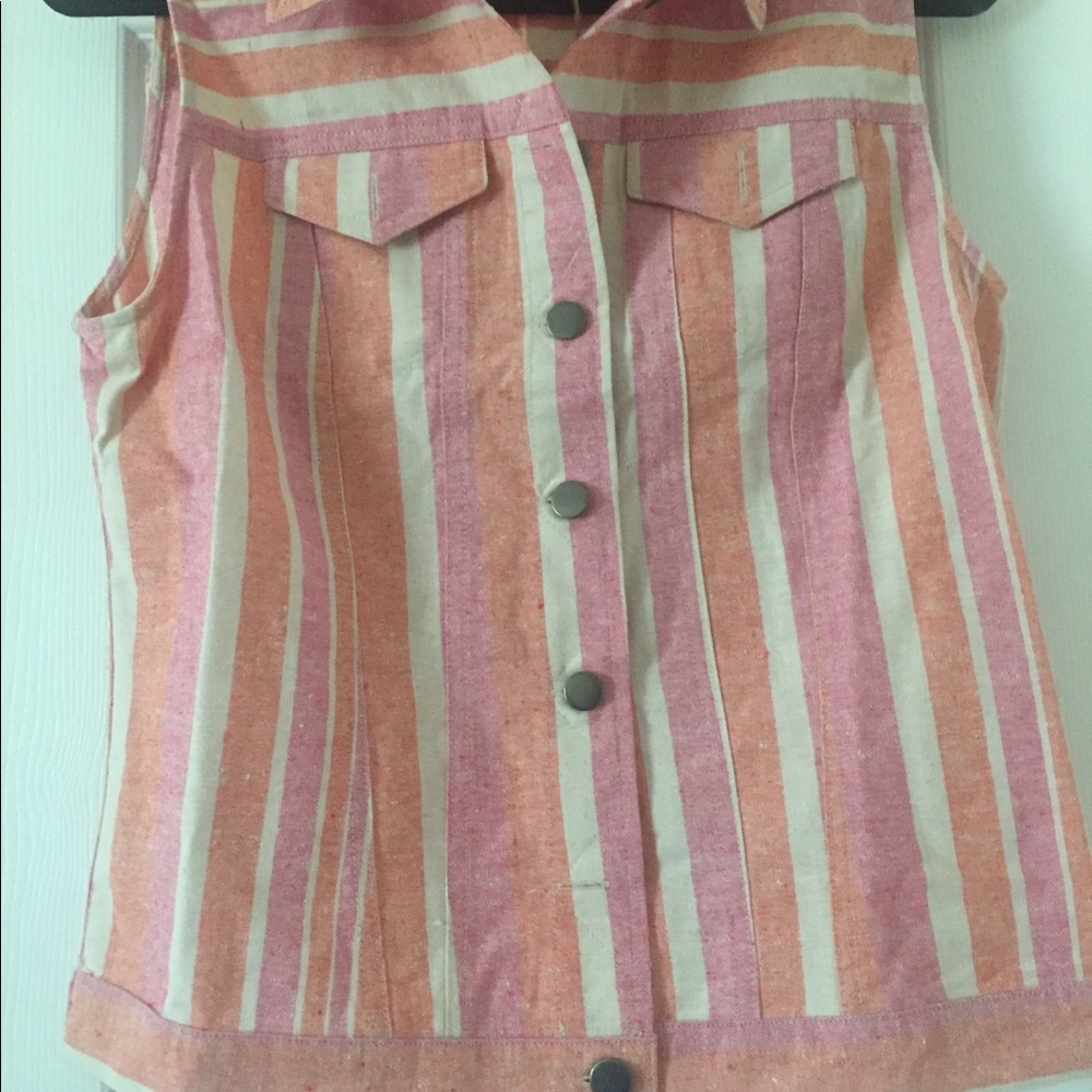 100% cotton striped button down vest/jacket Easel